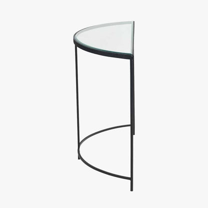 Marazzi Black & Glass Half Moon Console Table
