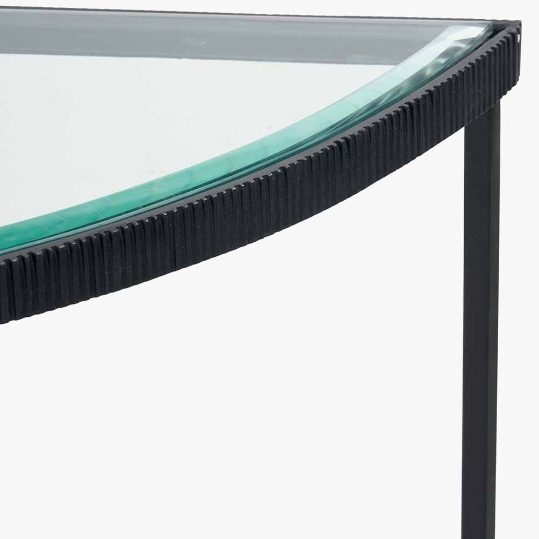 Marazzi Black & Glass Half Moon Console Table