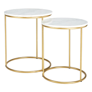 Milly White Marble and Gold Metal 2 End Table