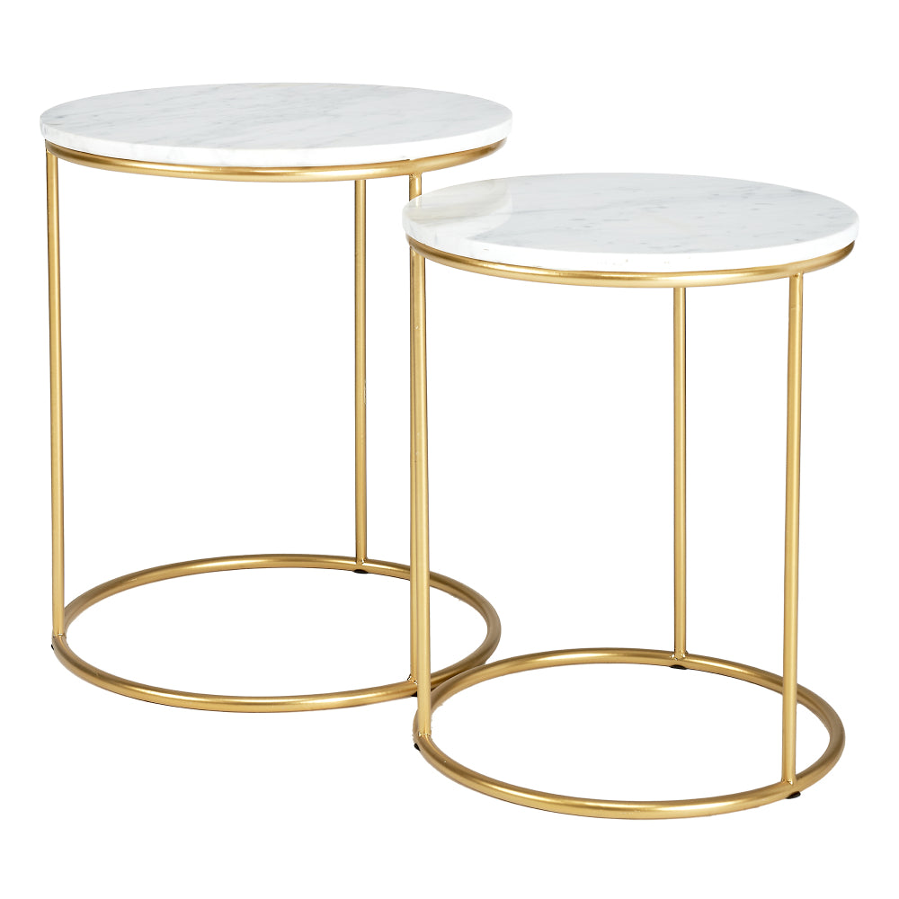 Milly White Marble and Gold Metal 2 End Table