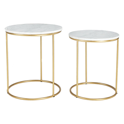 Milly White Marble and Gold Metal 2 End Table