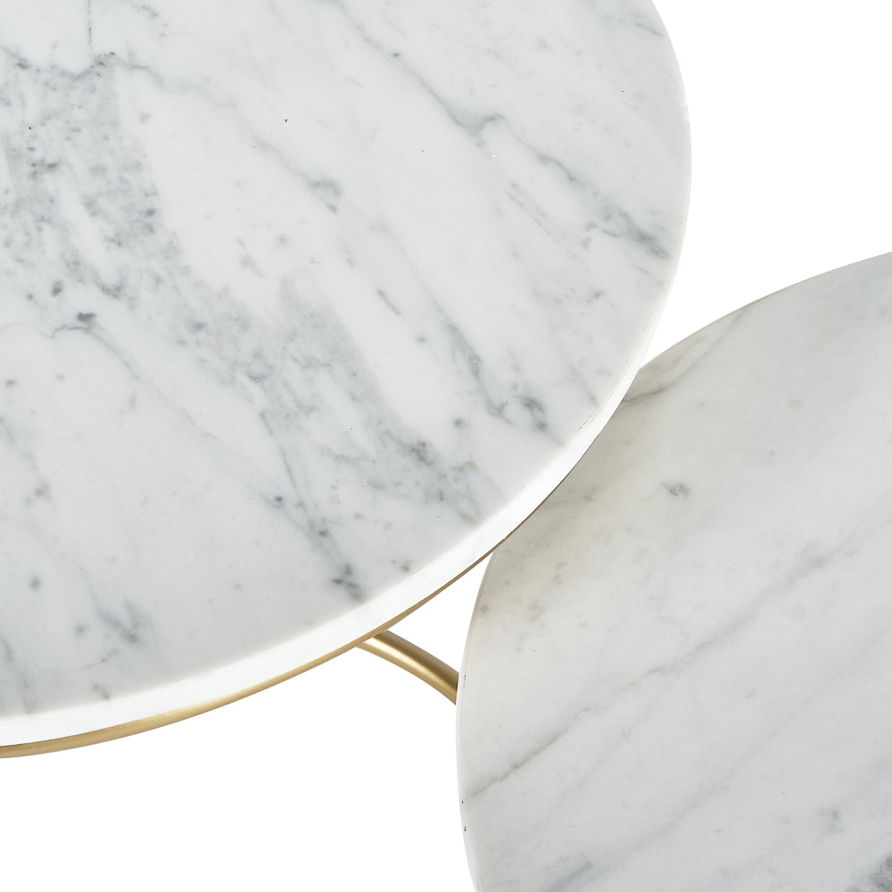 Milly White Marble and Gold Metal 2 End Table