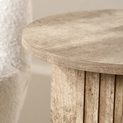 Elkton Wood Veneer Groove Detail Side Table