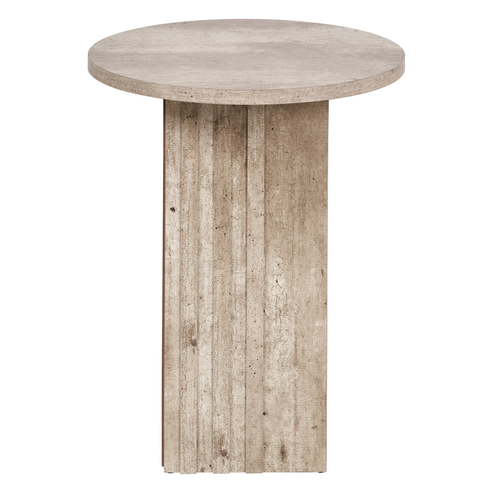 Elkton Wood Veneer Groove Detail Side Table