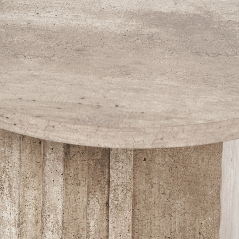 Elkton Wood Veneer Groove Detail Side Table