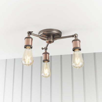 Hal 3 Light Semi Flush Copper