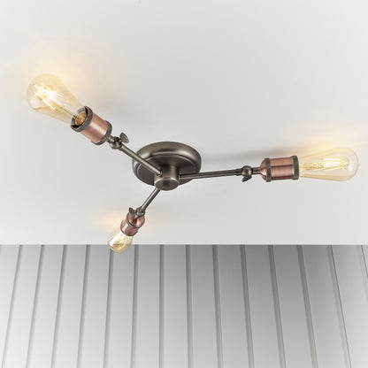 Hal 3 Light Semi Flush Copper