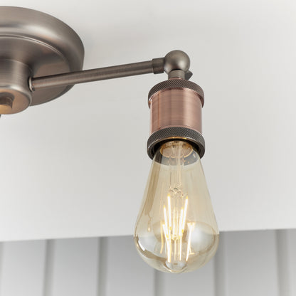Hal 3 Light Semi Flush Copper
