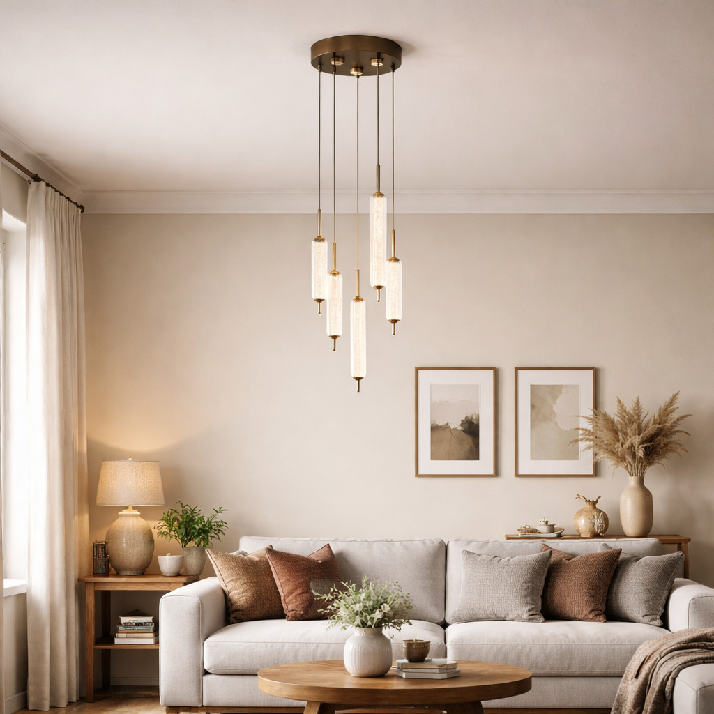 Cattail 5-Light Neutral and Clear LED Pendant