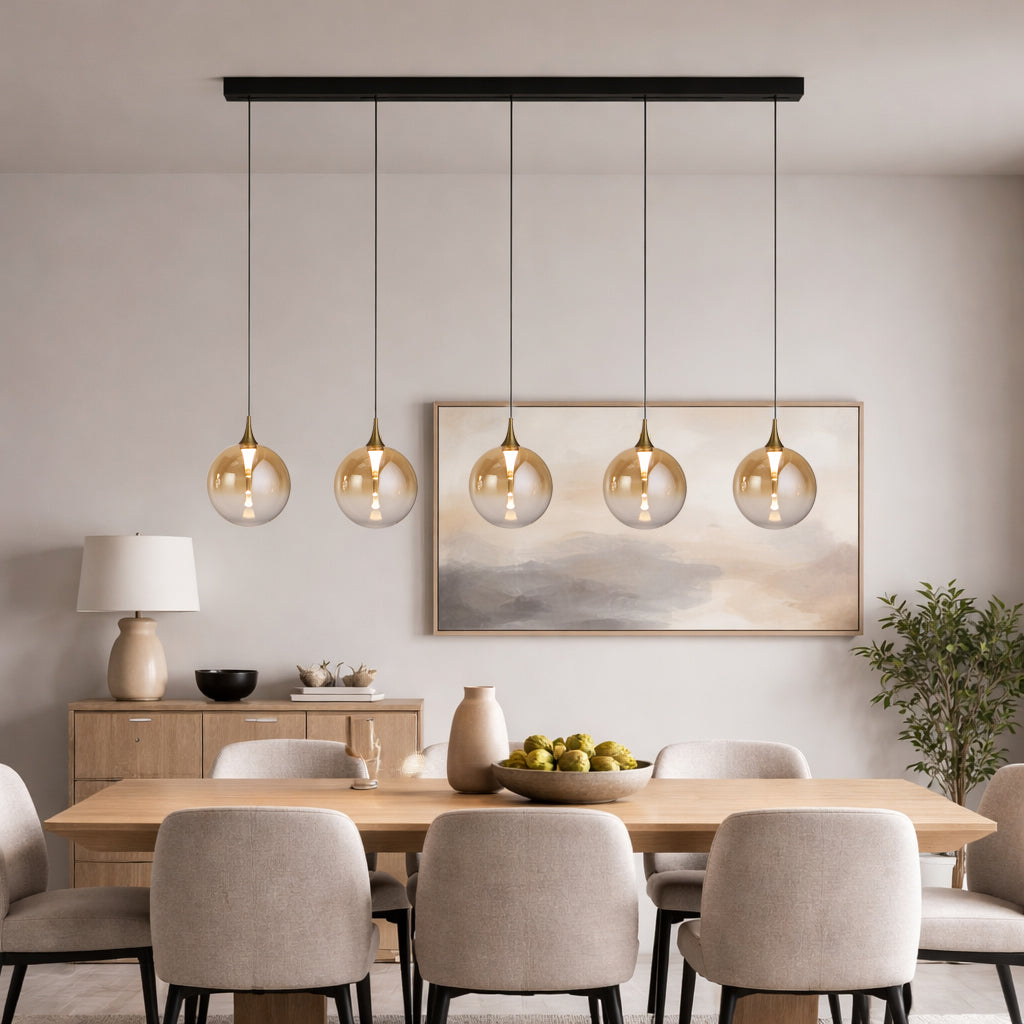 Sienna Sphere 5-Light Black LED Ceiling Pendant Bar