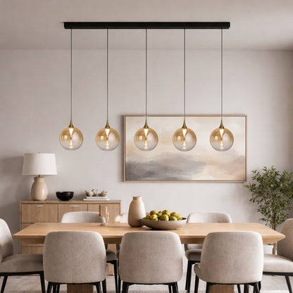 Sienna Sphere 5-Light Black LED Ceiling Pendant Bar