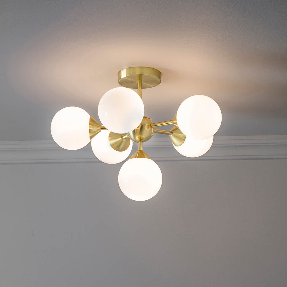 Oscar 6 Light Semi Flush Brushed Gold