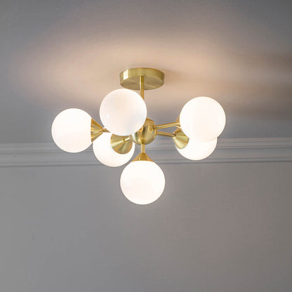Oscar 6 Light Semi Flush Brushed Gold