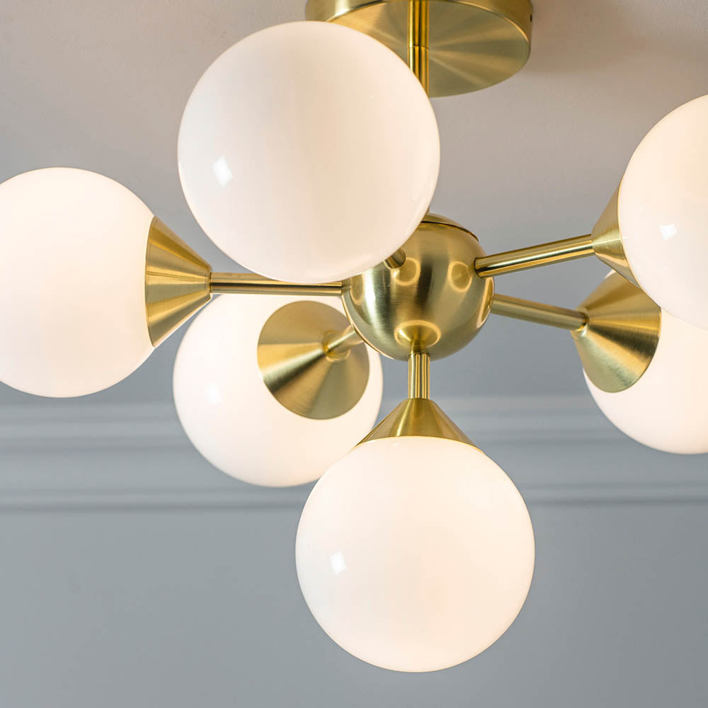 Oscar 6 Light Semi Flush Brushed Gold