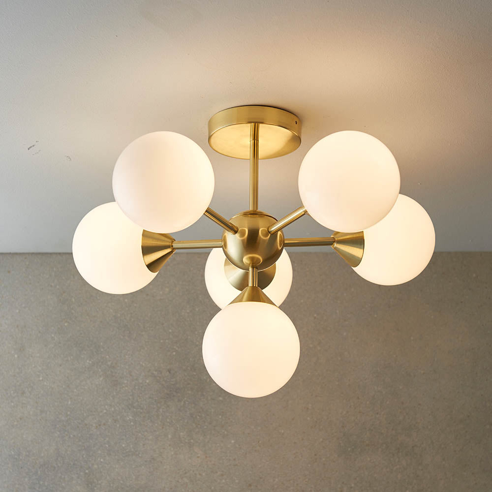 Oscar 6 Light Semi Flush Brushed Gold