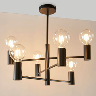 Studio 6-Light Matte Black Semi Flush Ceiling Light
