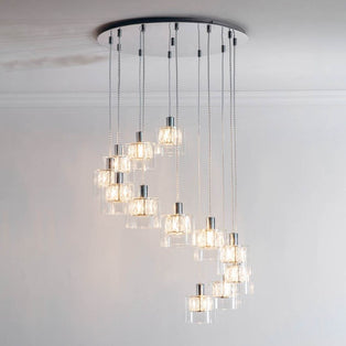 Verina 12-Light Chrome and Crystal Cluster Pendant Ceiling Light