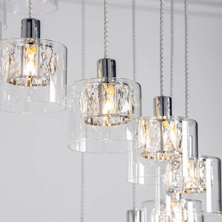 Verina 12-Light Chrome and Crystal Cluster Pendant Ceiling Light