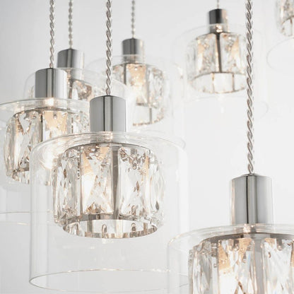 Verina 12-Light Chrome and Crystal Cluster Pendant Ceiling Light