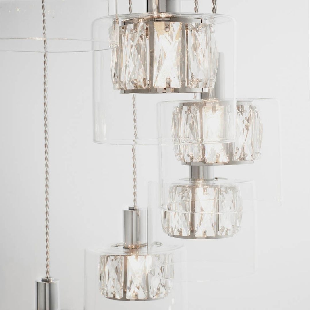 Verina 12-Light Chrome and Crystal Cluster Pendant Ceiling Light