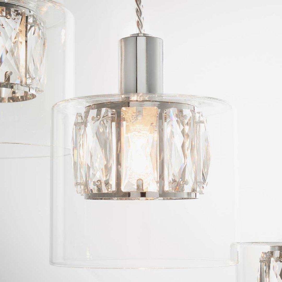 Verina 12-Light Chrome and Crystal Cluster Pendant Ceiling Light