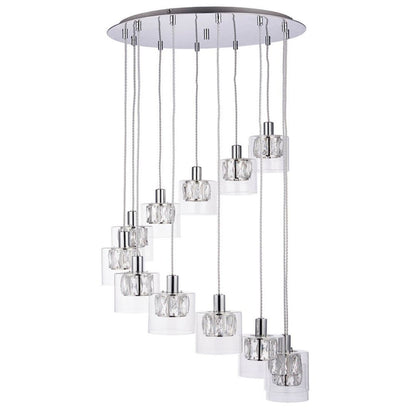 Verina 12-Light Chrome and Crystal Cluster Pendant Ceiling Light