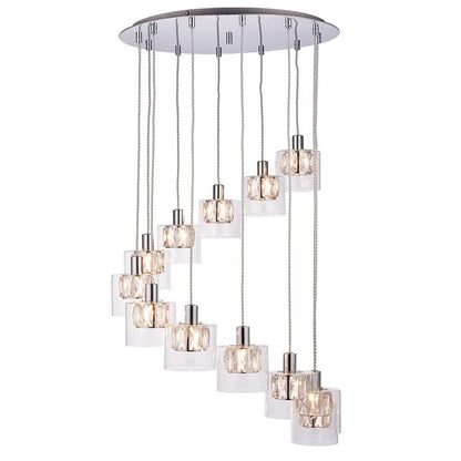 Verina 12-Light Chrome and Crystal Cluster Pendant Ceiling Light