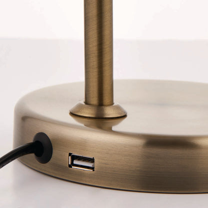 Amalfi 47cm USB Antique Brass Desk Table Lamp