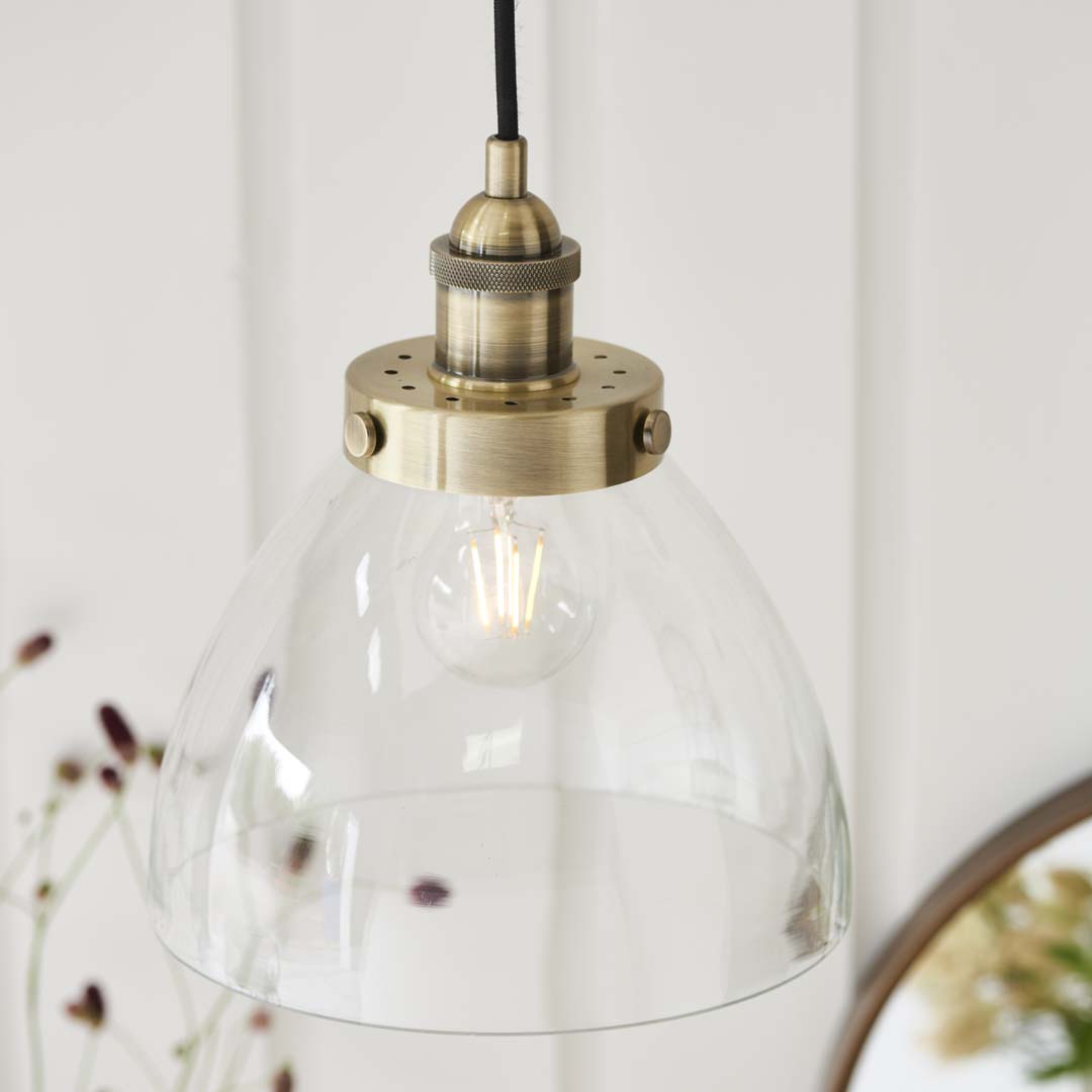 Hansen Small Pendant Ceiling Light Antique Brass