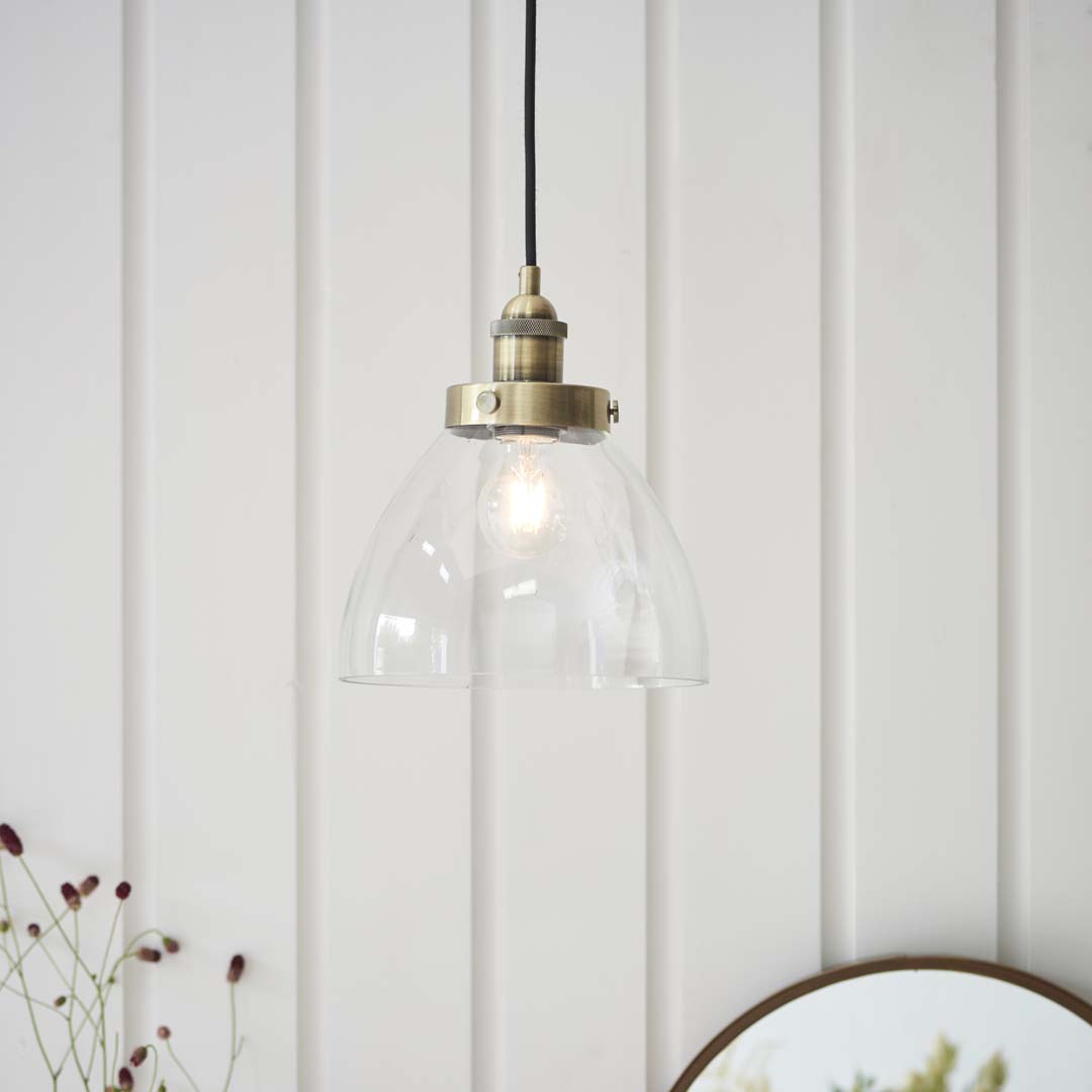 Hansen Small Pendant Ceiling Light Antique Brass