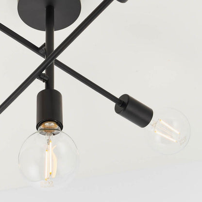 Studio 5 Light Semi Flush Black Ceiling Light