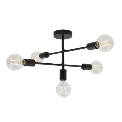 Studio 5 Light Semi Flush Black Ceiling Light