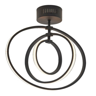 Avali Warm White LED Matt Black Semi Flush Ceiling Light