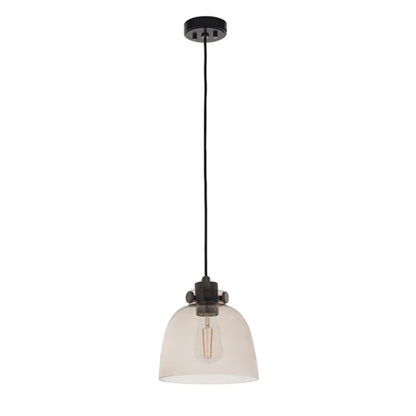 Hoyo Smoked Glass and Black 1 Light Pendant