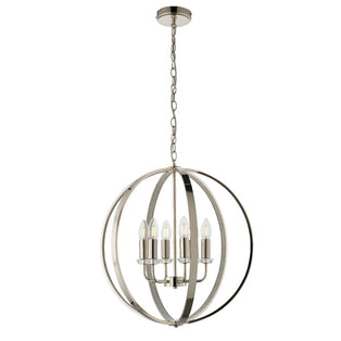 Ritz 6 Light Nickel and Crystal Ceiling Pendant