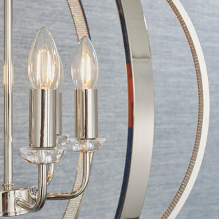 Ritz 6 Light Nickel and Crystal Ceiling Pendant