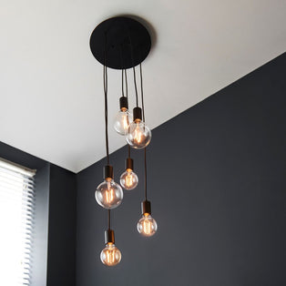 Studio 6 Light Matt Black Ceiling Pendant
