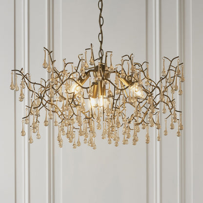 Nightingale 4 Light Gold & Glass Pendant Ceiling Light