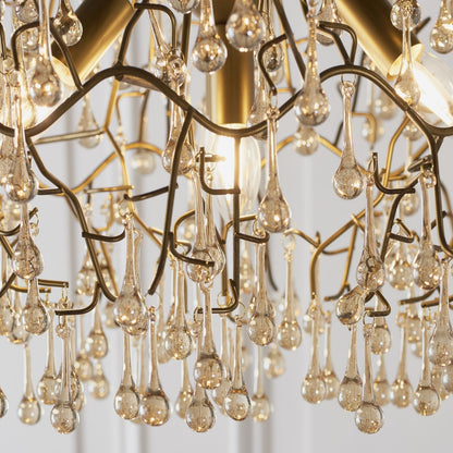 Nightingale 4 Light Gold & Glass Pendant Ceiling Light