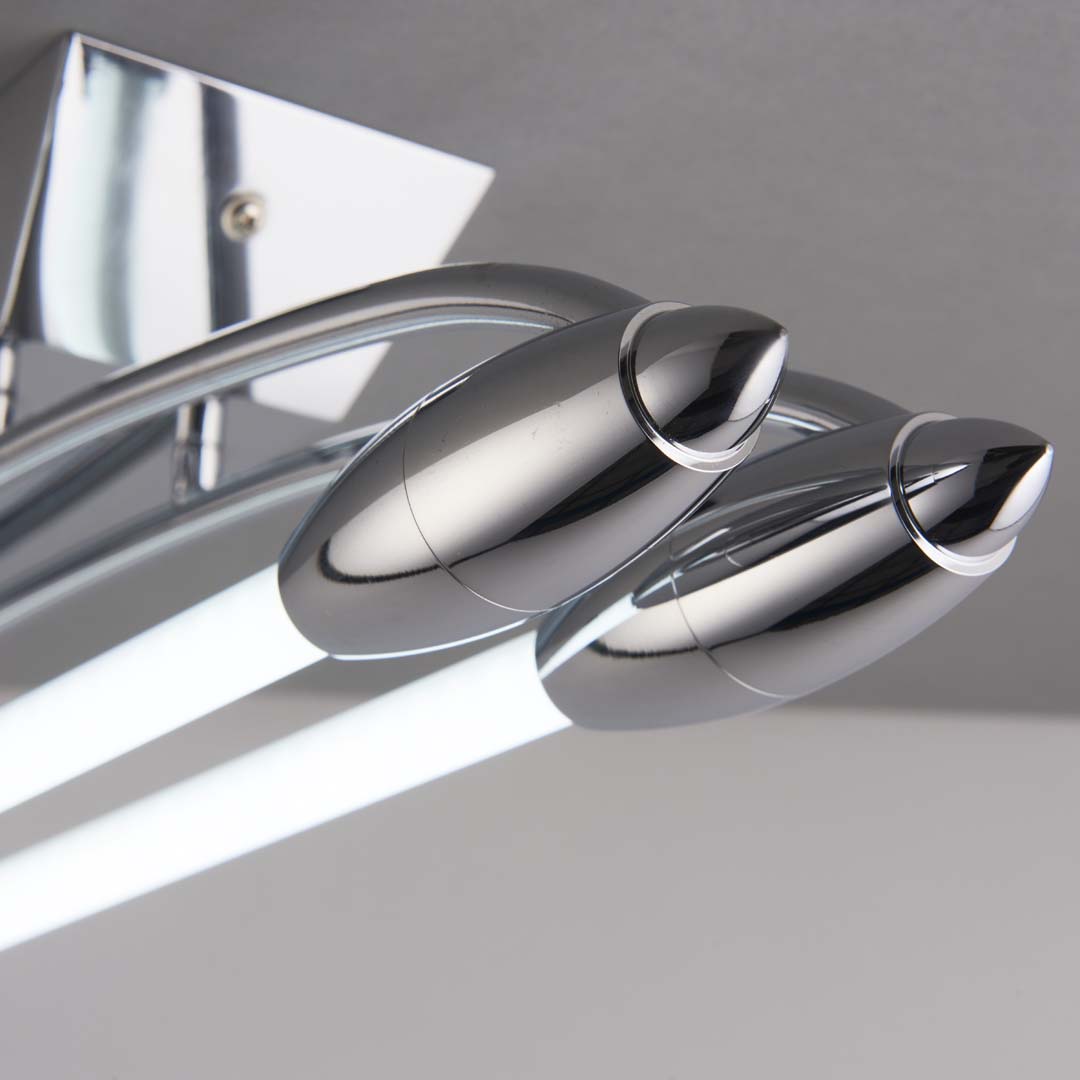 Harper 2 Light Chrome & Opal Glass LED Flush Ceiling Light Large