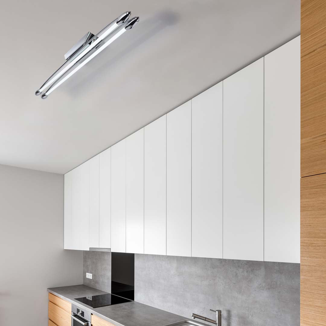 Harper 2 Light Chrome & Opal Glass LED Flush Ceiling Light Large