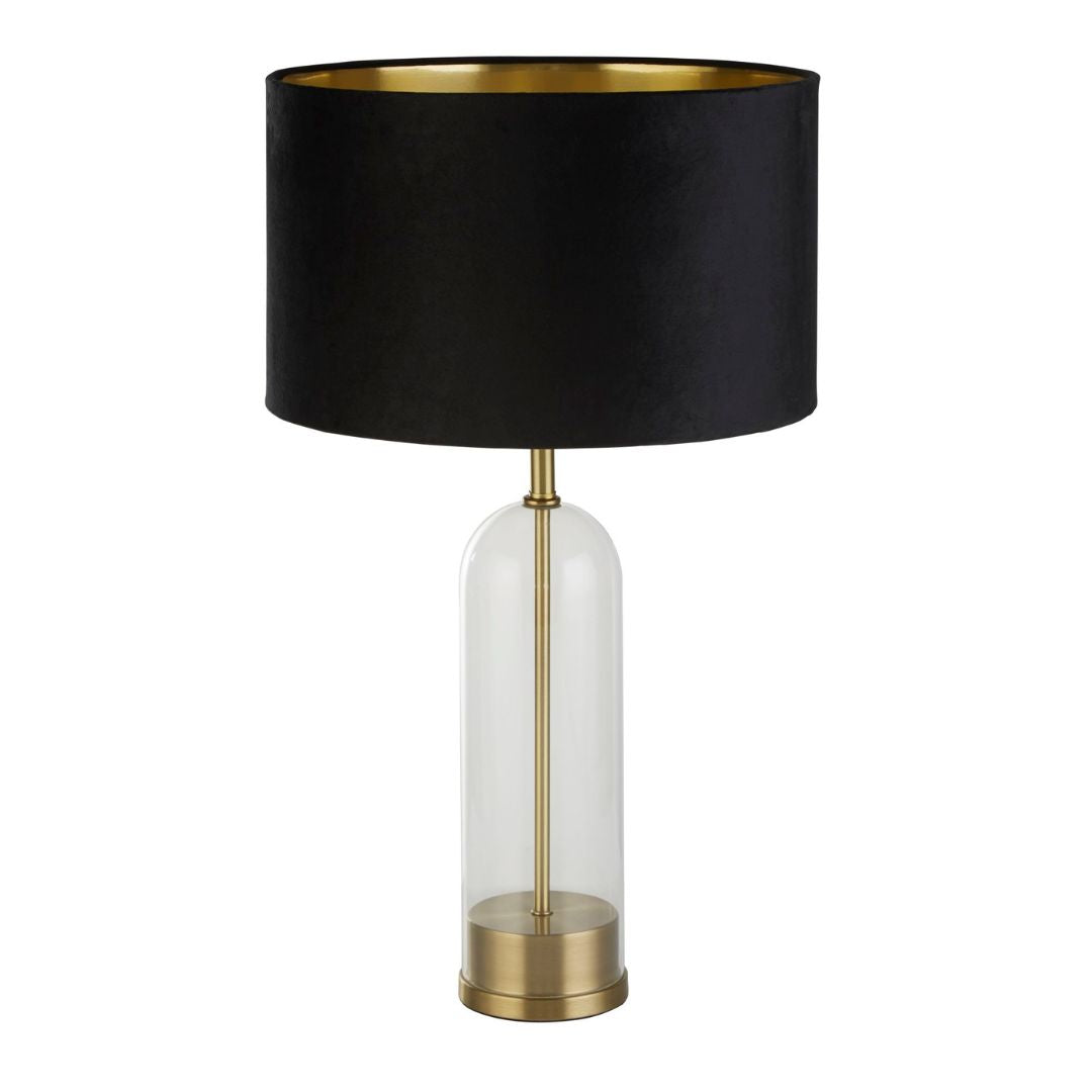 Oxford Brass & Glass Table Lamp with Black Velvet Shade