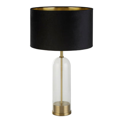 Oxford Brass & Glass Table Lamp with Black Velvet Shade