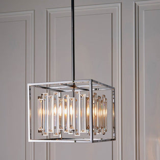 Acadia Polished Chrome and Crystal 4 Light Pendant Ceiling Light
