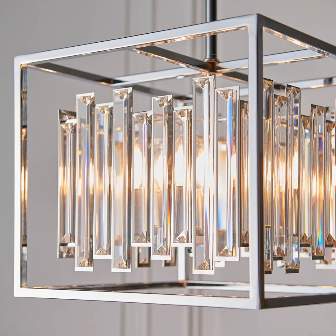 Acadia Polished Chrome and Crystal 4 Light Pendant Ceiling Light