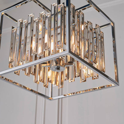 Acadia Polished Chrome and Crystal 4 Light Pendant Ceiling Light