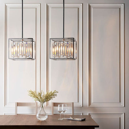 Acadia Polished Chrome and Crystal 4 Light Pendant Ceiling Light