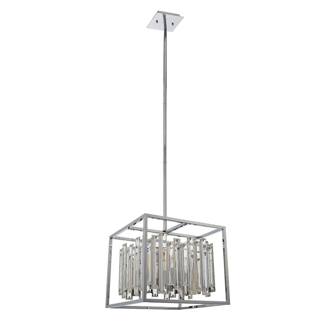 Acadia Polished Chrome and Crystal 4 Light Pendant Ceiling Light