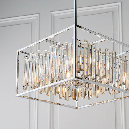 Acadia Polished Chrome and Crystal 6 Light Pendant Ceiling Light