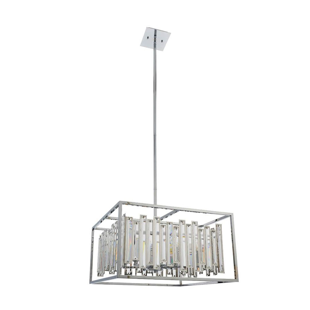 Acadia Polished Chrome and Crystal 6 Light Pendant Ceiling Light